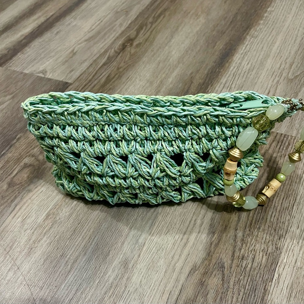 Capelli of New York Mint Green Crochet Wristlet